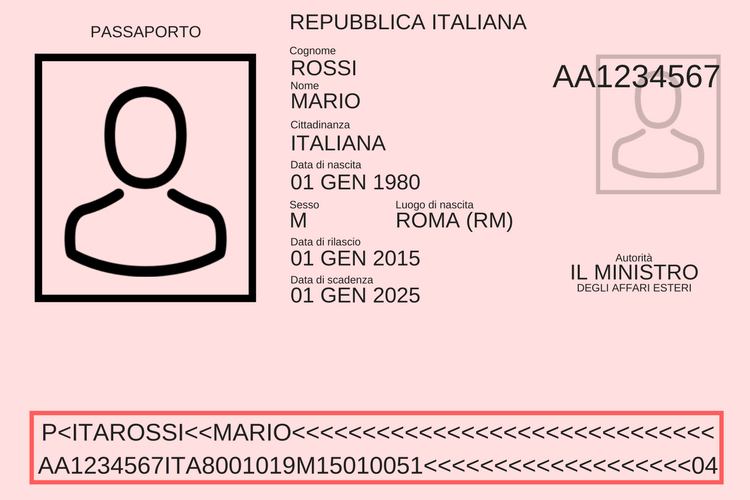 Machine Readable Zone del passaporto
